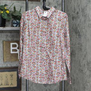 NWT Lands' End Patterned Dress Shirt 484704 12 Tall Ivory Paisley Floral White